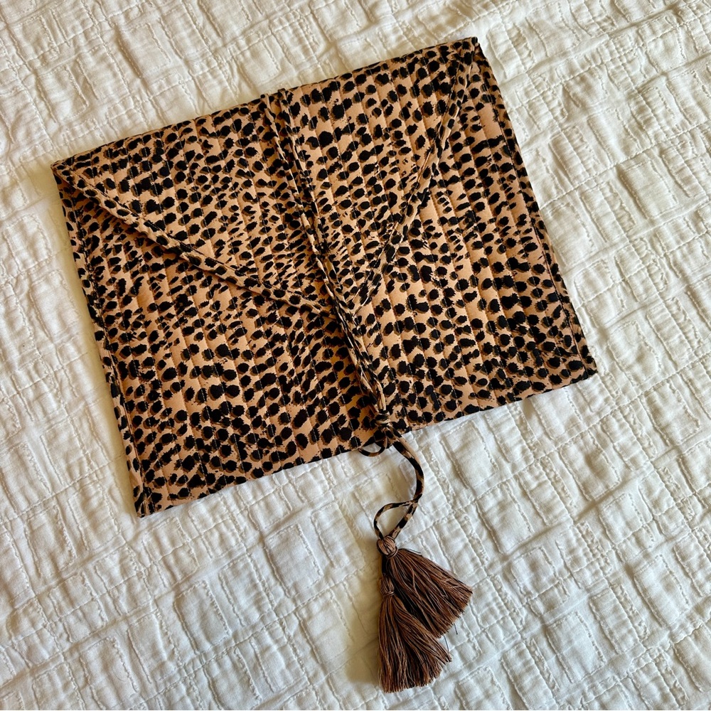 Ulla Johnson Leopard Print Envelope Clutch Tassel